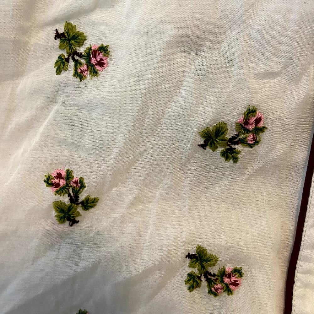 Les Coyotes De Paris Ida Flower Embroidered Blouse Ecru Collared Short Sleeve XS - Picture 3 of 6